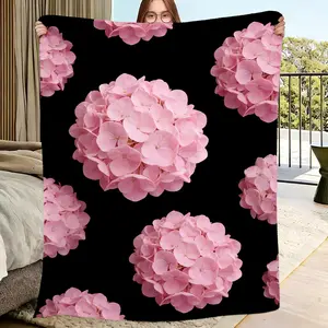Mother'S Day Gift Pink Hydrangea Pattern Blanket For Living Room And Study Decoration. Holiday Gifts, Mother'S Day Gifts, Gifts For Grandmother. Hydrangea Lover'S Spring Camping And Picnic Blanket.
