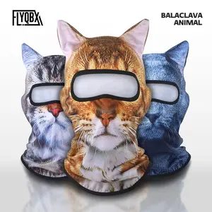 3D Cute Cat Head Cover Sun Protection Dustproof Breathable Funny Face Mask Unisex Animal Ear Hood Outdoor Sports Party Cycling Helmet