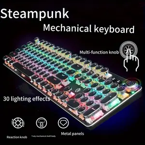 34 Lighting Effects, Real Mechanical Keyboard and Mouse, Good-looking Stylish, Hot-Swappable Punk Retro Computer Desktop Notebook USB Wired for Windows and MacOS, Christmas Gift for Boyfriend Girlfriend