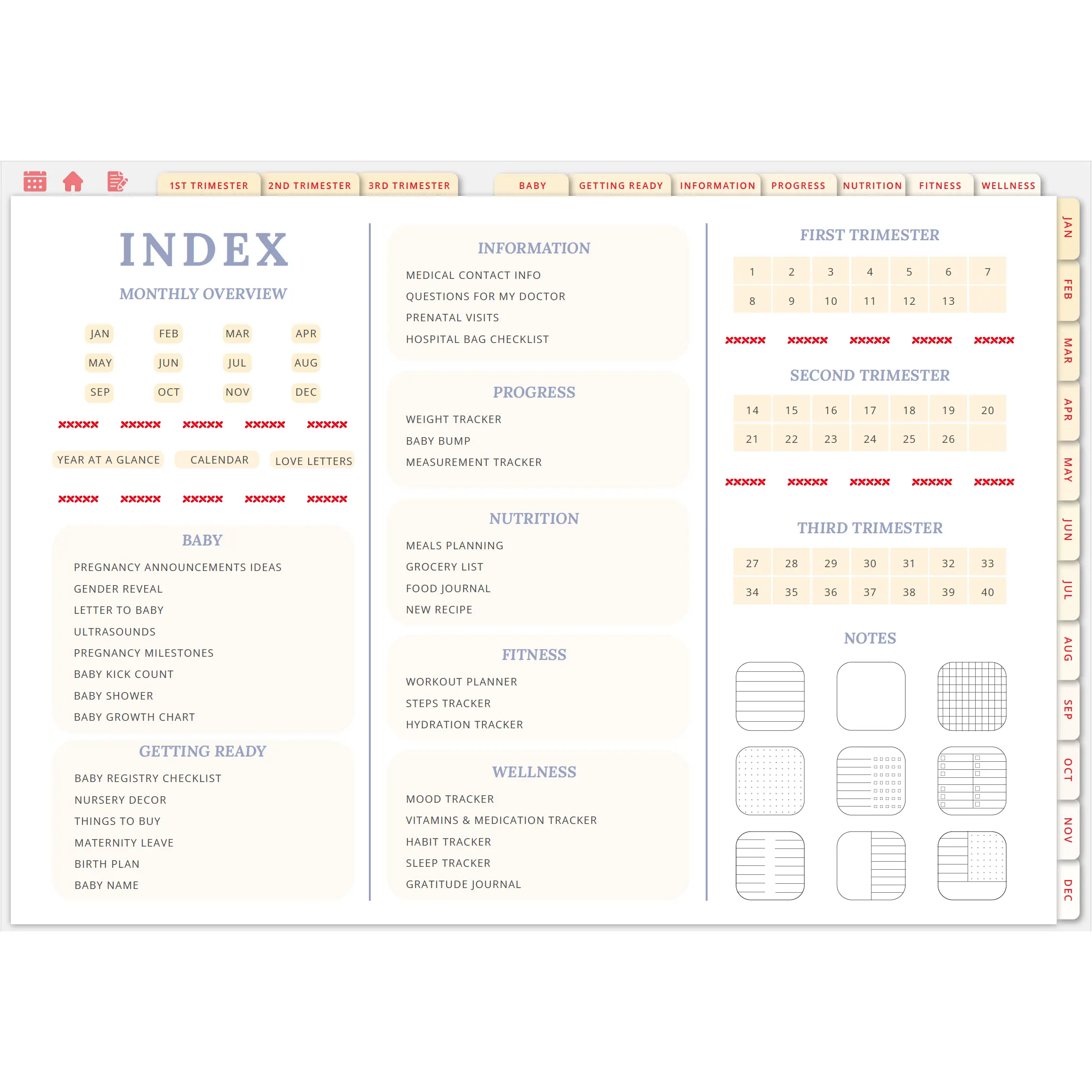 Wholesome Linen Ultimate Pregnancy Planner | Digital Maternity & Baby Organizer | Comprehensive & Hyperlinked PDF