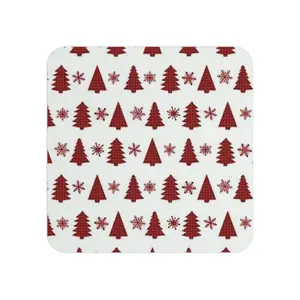 Red Buffalo Plaid Christmas Trees Coasters