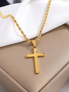 Classic Retro Design Stainless Steel Cross Pendant Necklace, Fashion Jewelry for Party, Daily Clothing Decor, Trendy All-match & Exquisite Jewelry for Birthday Gift, Cross Necklaces