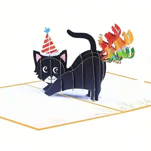 Funny Cat Poop Pop-Up Birthday Card, 17.78cm X 12.95cm, Includes Envelope and Note Label, Perfect for Winter and New Year Greetings