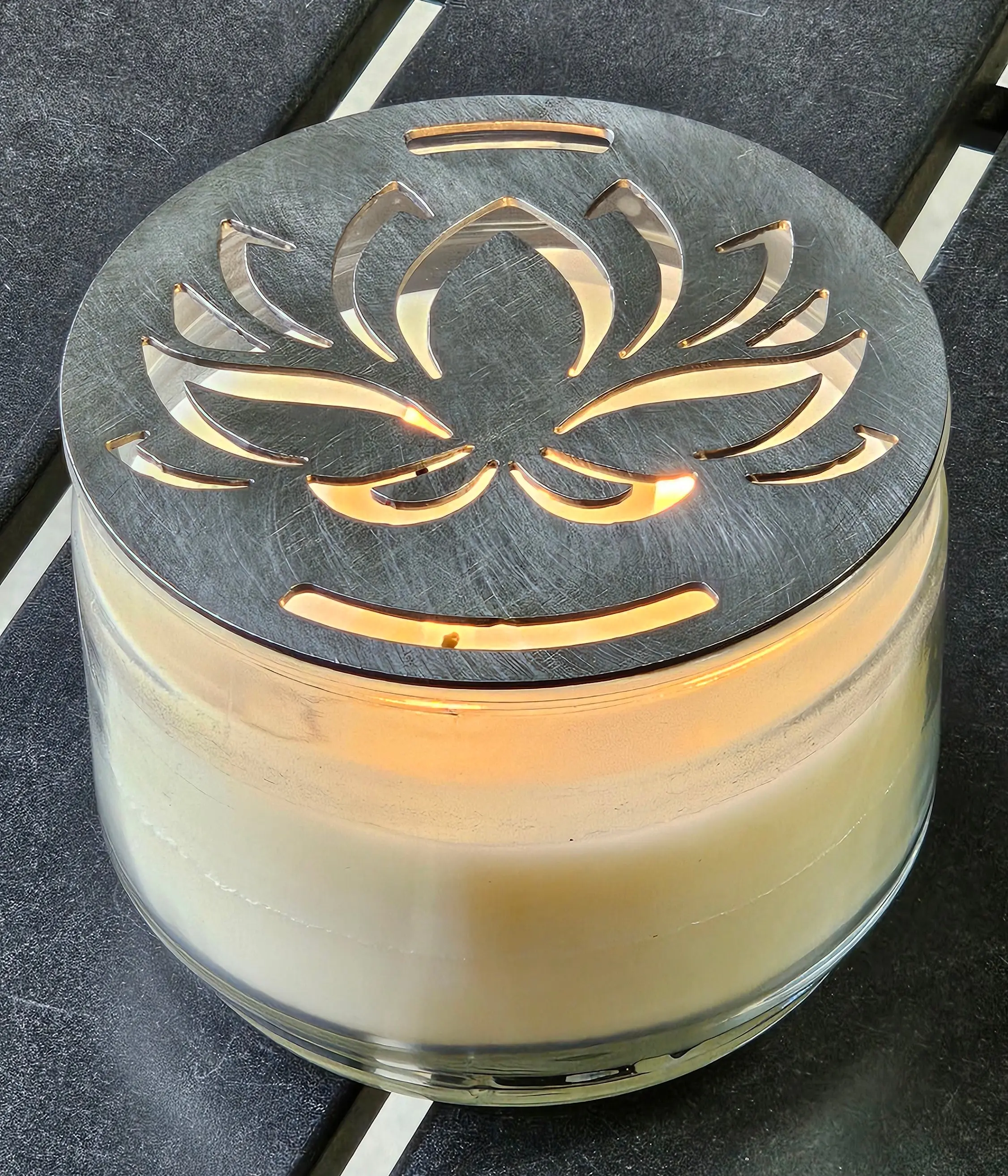 Lotus Blossom Candle Topper – Metal Lotus Candle Lid for Jar Candles