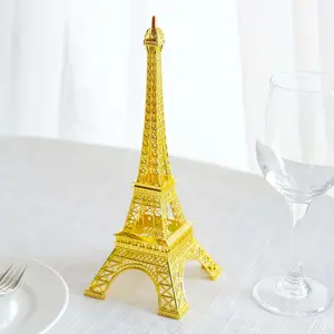 Metal Eiffel Tower 10" Table Centerpiece Gold - Decorative Cake Topper for Weddings & Events