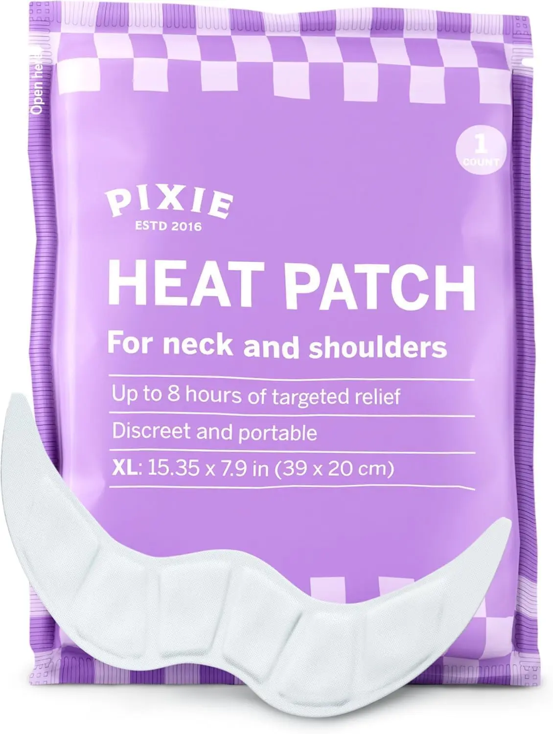 Pixie Pain Relief Heat Patches for Neck & Shoulder – Air Activated Heat Therapy for Muscle Tension, Upper Back Comfort, Custom Fit Contoured Warming Pads – Adhesive Wearable Heat Wrap (1 Ct)