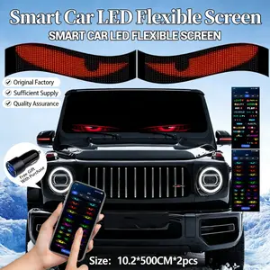 LED Flexible Display Screen 20x96 Two-Pack Modern Tech Style Bluetooth Connected Smart Full-Color Car Sticker High Pixel Brightness Editable Text Images Ultra-Thin Waterproof Damage-Free with Charger remote control USB cable