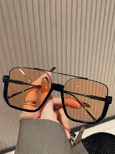 Top Bar Design Unisex Aviator Sunglasses with UV Protection & Blue Light Blocking Metal Frame Tinted Lens for Outdoor Activities