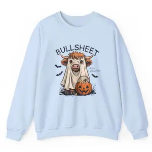 Halloween Bull Sweater - Crew Neck Sweatshirt with Bull Costume Graphic Design Pullover Sweatshirts Womenswear Hoodie Long Sleeve Tops Crewneck Casual