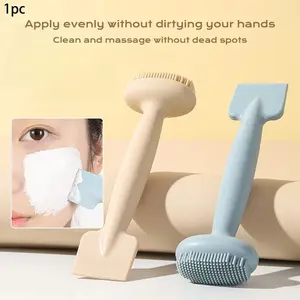 2-in-1 silicone facial cleansing brush and mask brush. Used for exfoliation, massage, blackhead removal, makeup removal, skincare, mud masks, clay masks, body lotion masks, and DIY face masks.