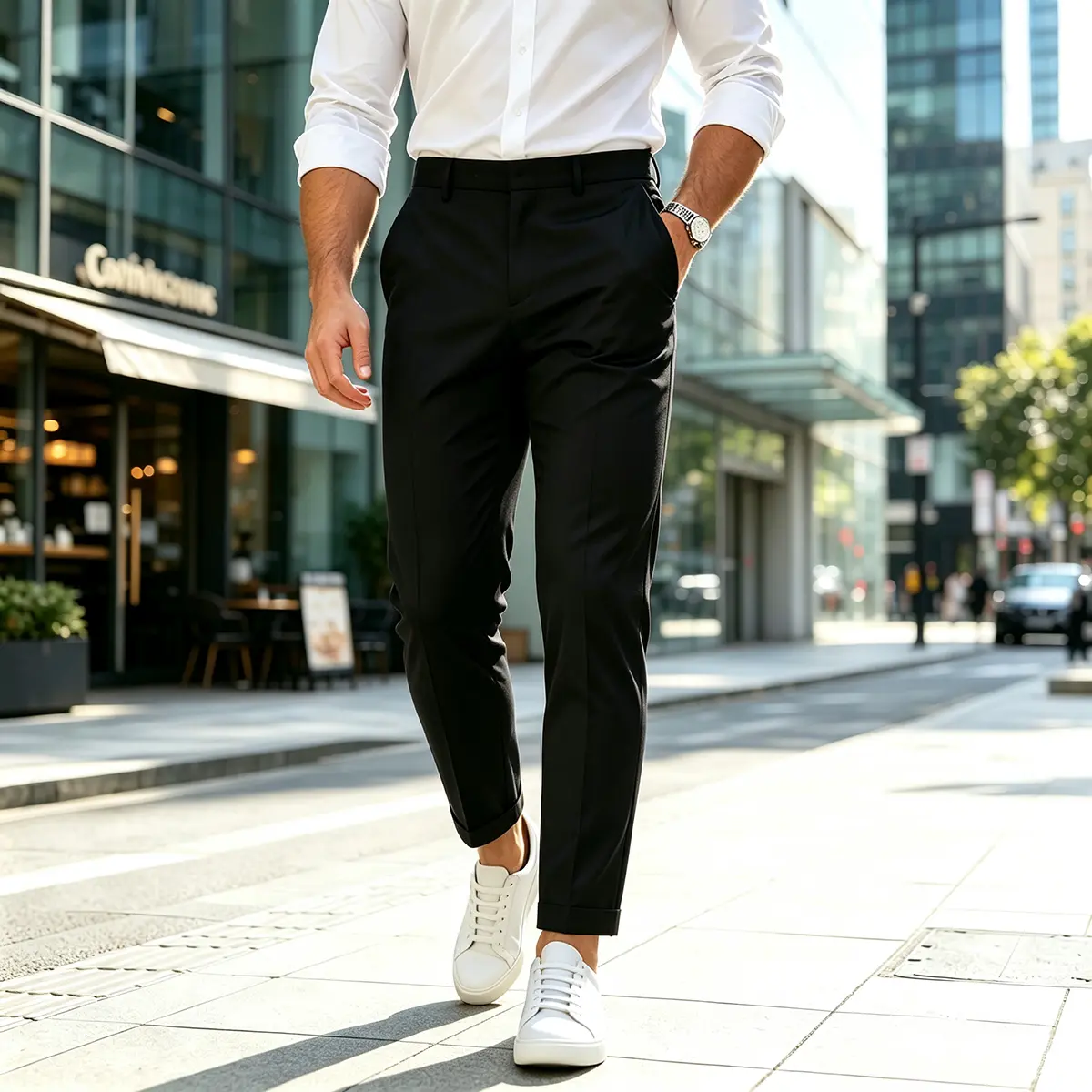 GINGTTO Men's Slim Fit Chino Casual Stretch Cropped Dress Pants Ankle Length Suit Trousers