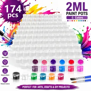 29 Strips 174 Pots Empty Paint Pots with Lids Mini Plastic Paint Storage Container Strips Art Painting Craft Supplies for Classrooms Schools Paintings Art Festivals2ml