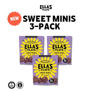 Ella's Flats NEW Sweet Minis 3-Pack Snack Natural |  Superfood seed crackers - Just seeds, no fillers - 5g protein, 5g fiber and low carb