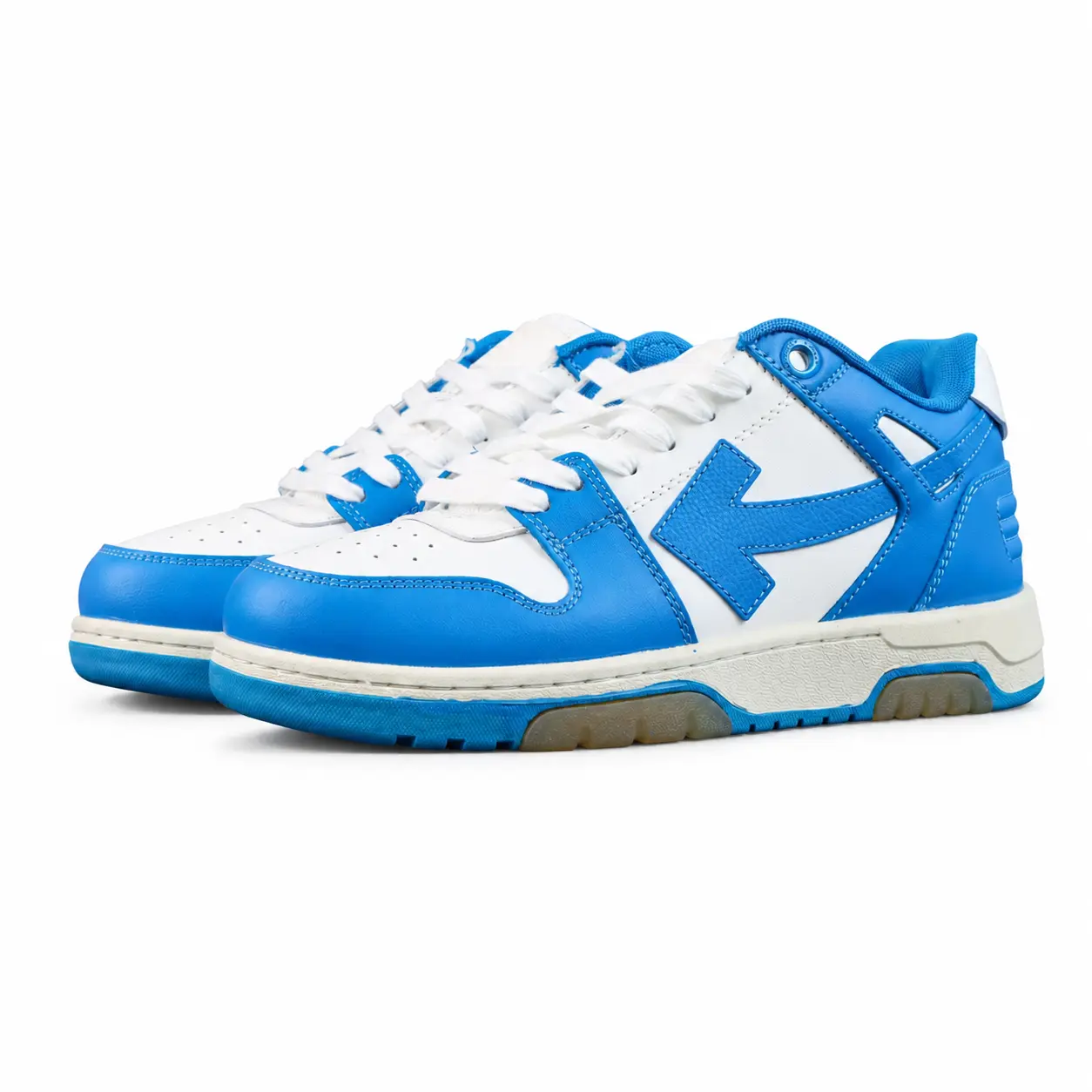 OW White Blue Sneaker Shoes For Men Women Unisex  Runner Running Training Footwear