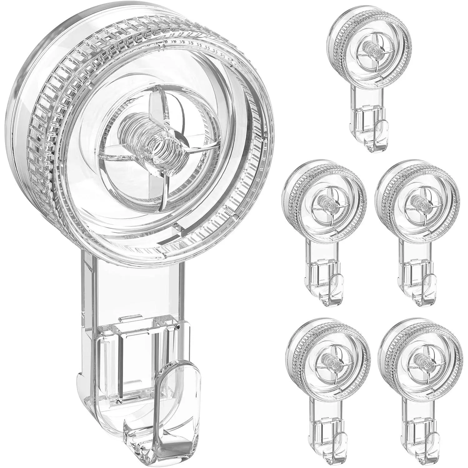 Suction Cup Hooks 6 Pack, Clear Suction Cup Hanger  Vacuum -Free Suction Holder for Shower, Bathroom, Glass, Door, Windows, Kitchen Max  up to 11 lbs  Smooth Surface