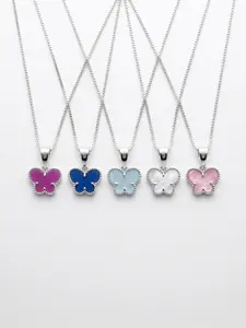 S925 Butterfly Pendant Color Plain + Free Chain 18'' Inches to 20'' Adjustable in S925 Silver