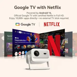 【Official Licensed Google TV】4K Smart Projector with WiFi and Bluetooth, Wanbo Vali 1 Pro, Outdoor Projectors with Dolby Audio, Auto Focus, MEMC, HDR10, HDMI 2.1, Portable Movie Phone Wireless Gaming Wifi Proyector for Bedroom/Home/Celling