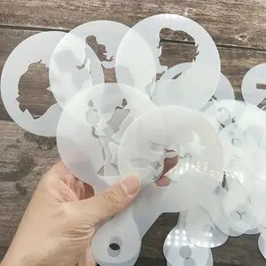 Cake Stencil Templates Decoration, 20pcs Reusable Fairy Tale World Theme Fancy Cake Biscuit Baking Painting Mold Tools, Coffee Decorating Molds, Cake Decorating Kit, Pastry Decorative Kit