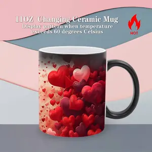 1 11 oz Magic Mug, Heat-Changing - Ceramic Mug, Love Design, Perfect for Valentine's Day, Weddings, Anniversaries, Birthdays and Christmas