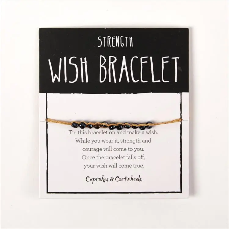 Strength - Make a Wish Adjustable Wish Bracelet on Gift Card Unit - Lafite Grass/Glass Beads