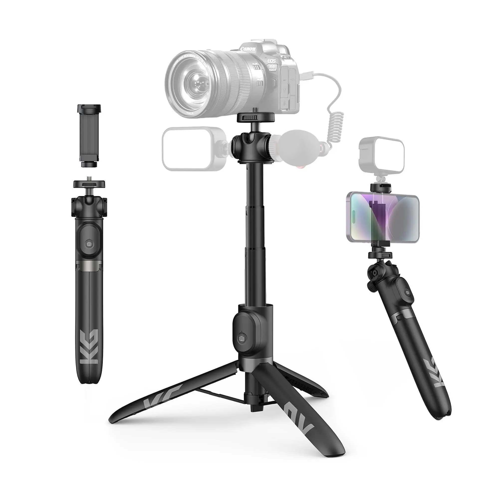 KraftGeek 48" Vlogging Tripod for Phone and Camera, Travel Phone Tripod Stand with Remote for Video Recording, Compatible with GoPro Hero Series, DJI Osmo Action & Insta360 Cameras, and DJI Pocket 3 Smartphone Cellphone summerwins