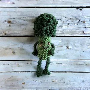 Broccoli Brad Crocheted Stuffy - Soft Chenille Yarn, 10 Inches Tall, Cuddly Companion, Unique Broccoli Bro Gift