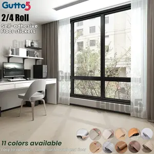 2/4 roll set of self-adhesive thick 3D textured floor stickers, wear-resistant and anti-collision, with multiple classic floor colors, can be peeled off and removed, easy to clean, suitable for indoor space floor renovation and wall decoration-Gutto5