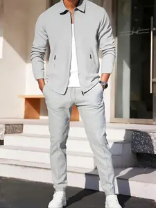 Men's Casual Solid Color Waffle Knit 2-Piece Set, Comfortable Fashion, Perfect for Daily Wear, Ideal for Sports & Leisure Activities