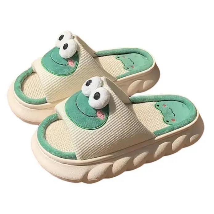 Animal Slipper In Cute Frog Open Toe Look, Comfy Adult Animal Slippers