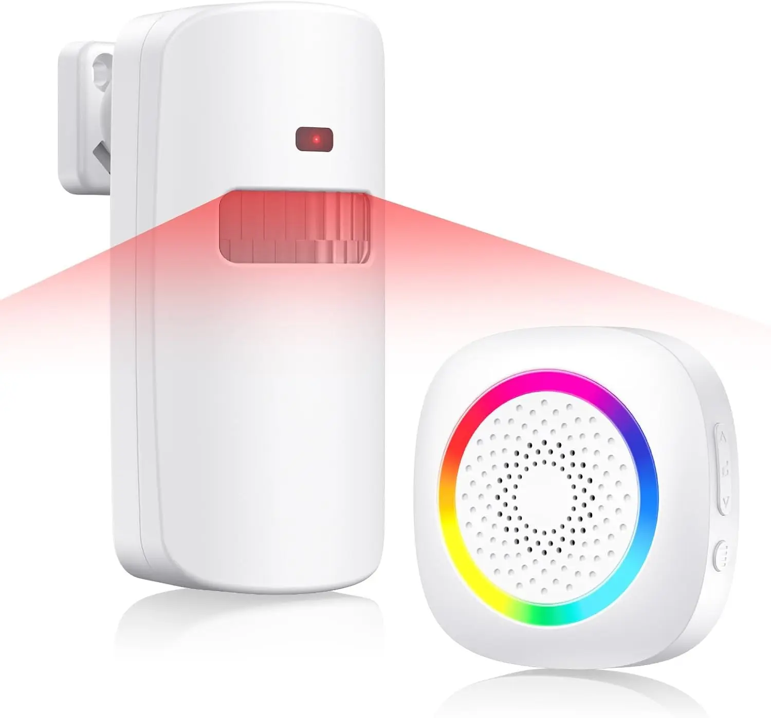 TECKNET Wireless Motion Sensor Door Chime, Fast Detection PIR Entry Alert(5S Interval Alarm) with 61 Chimes, 5 Volume Levels, RGB Light Indicator, Easy Install for Business, Home, Elderly, Visitors