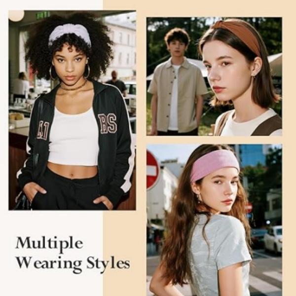 6-Pack Headbands for Women, Wide Elastic Head Bands, Non-Slip Thick Hair Bands, Sports Stretchy Sweat Bands, Large Knotted Soft Headband for Washing Face, Makeup, Workout, Spa, Running, Fashion