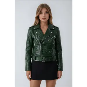 Doris Croc Real Leather Biker Jacket