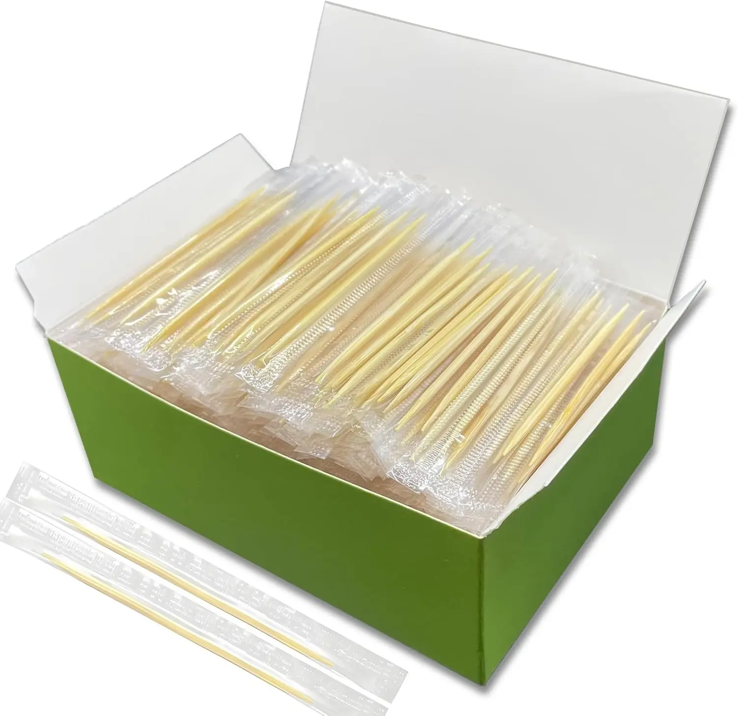 Bamboo Toothpicks – 1000 Count, Individually Wrapped, Dual-Pointed Tips, 2.55 Inch, Disposable & Sanitary, Ideal for Dental Care, Food Picking, Home, Restaurant, and Travel