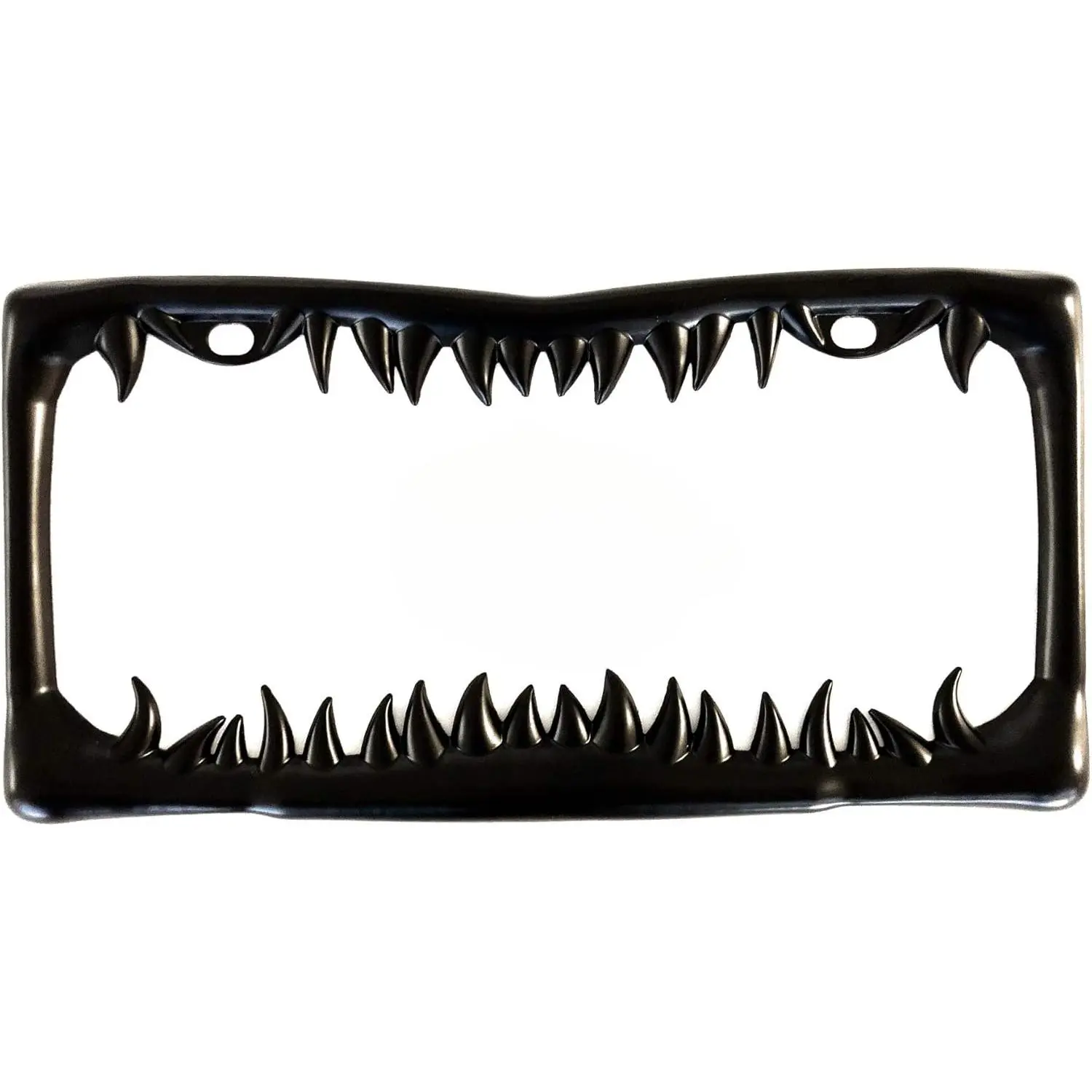Universal Metal Shark Tooth Teeth Jaws License Plate Frame Cool Design for Any Vehicle (Black Sharks Tooth)