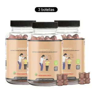 3 Bottles Growth Gummies (Watermelon) Natural Growth & Development Supplement for Kids & Teens - Vitamin D, K, Calcium & Ashwaganda, Bone Strength - Kids Vitamins, Ages 5+