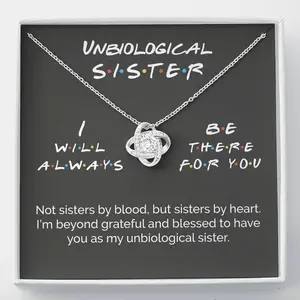To My Unbiological Sister Necklace Gift, I Will Always Be There For You Knot Necklace, Necklace For Sister Best Friend Teen Girls Birthday Gifts