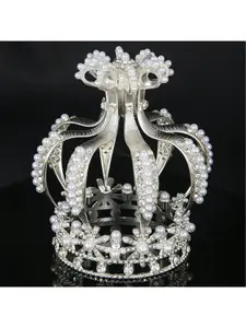 Bridal tiara catwalk pearl princess crown European and American rhinestone crown birthday crown tiara bridal hair ornaments