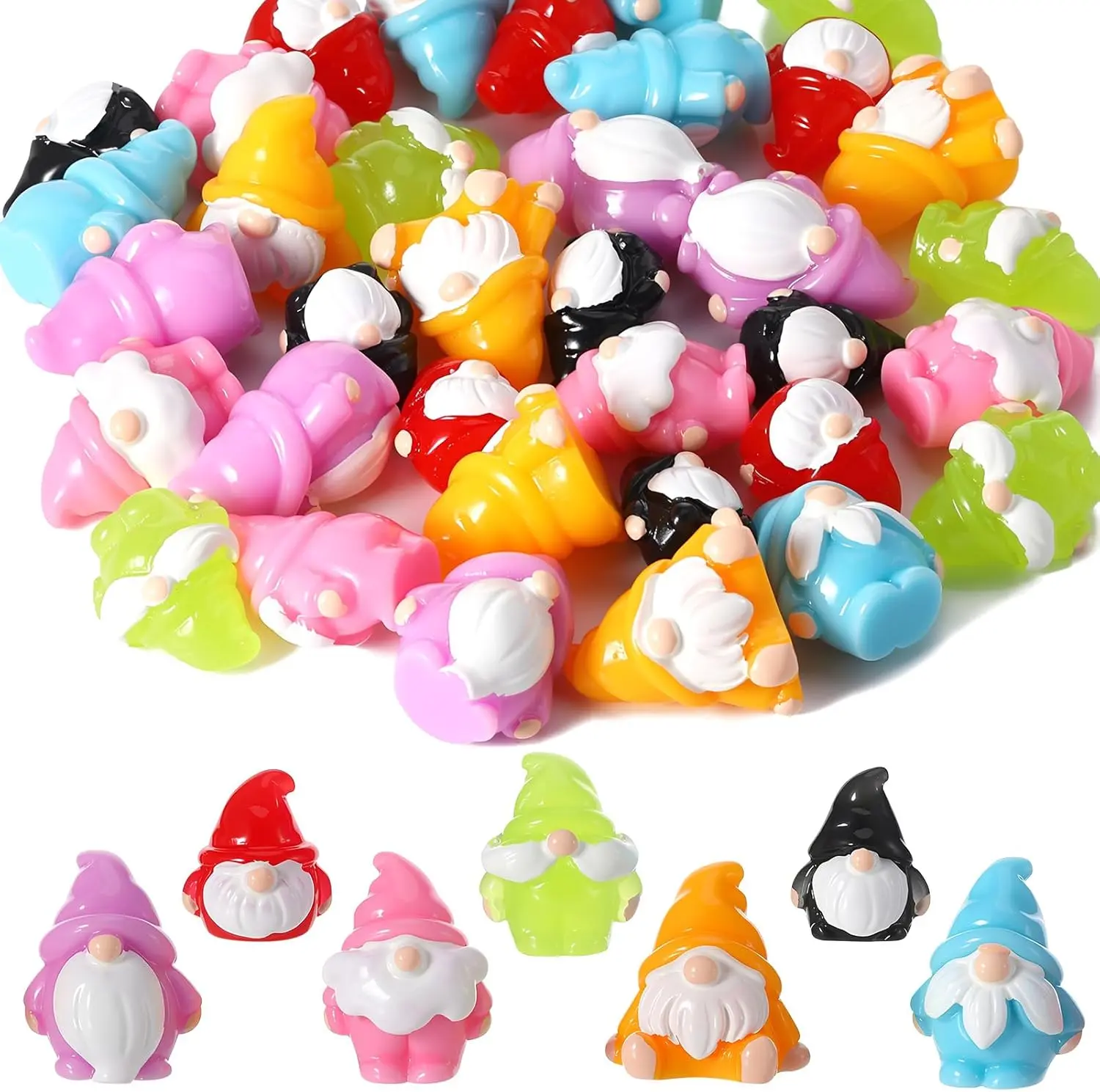 35 Pcs Mini Sculptures Resin Gnomes 7 Colors Tiny Gnomes Miniature Figurines Miniature Gnome Figurines Mini Gnome Decor for Garden Landscape Outdoor Patio Yard Dollhouse Potted Plant Decor
