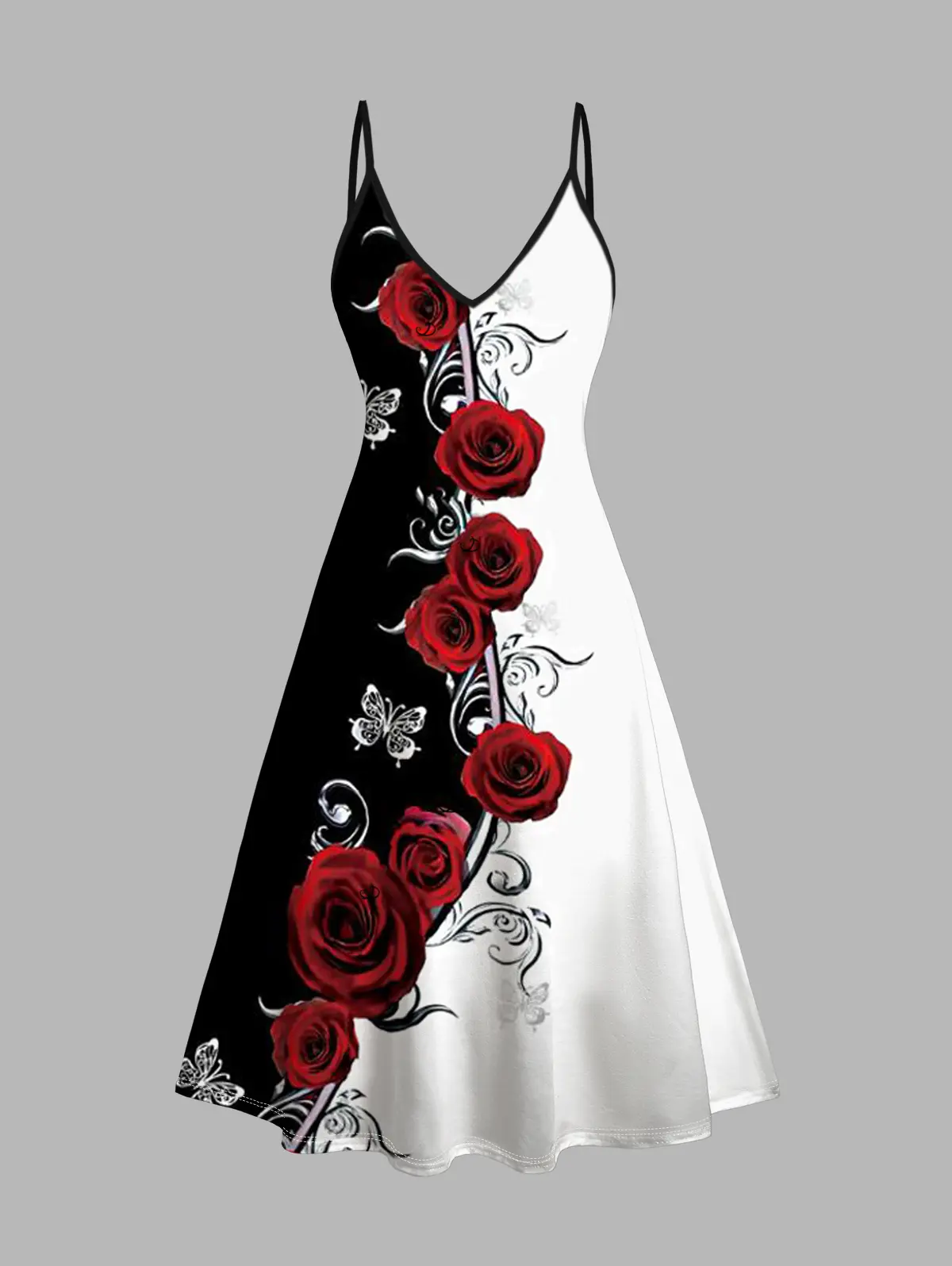 DRESSLILY 2025 Women's Contrast Color Rose Butterfly Print Dress and Open  Front Long Top Set Red Dresses Matching Set, Valentine's Day gift - TikTok  Shop