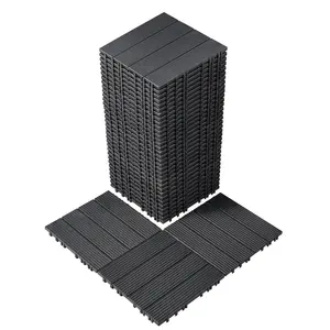 【DealsForYouDays】VEVOR Interlocking Plastic Deck Tiles, 36 Pack, 11.6x11.6 in, 36 Sq. Ft., 0.8 in Thick, Waterproof All-Weather Outdoor Flooring for Patio, Poolside, Shower, Laundry Room, Dark Grey