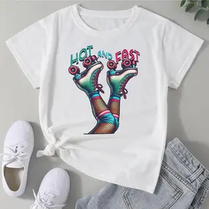Hot and Fast Roller Skating Graphic Tee-level up your street style-roller skating girl Tee