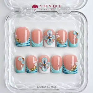 Younique Nails 2026 | 10PCS 100% Handmade Press-On Nails | Reusable Colorful Art acrylic stylish 3D