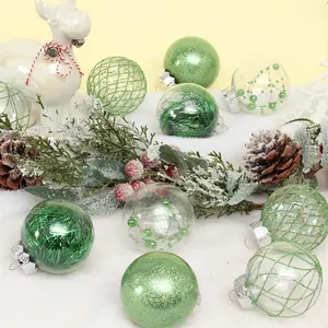 Clear Christmas Ball Ornaments, 30Ct Shatterproof Xmas Ball Decorations 2.36 Inch Green Christmas Decorations for Xmas Tree Hanging Decorative Pet Baubles Set for Christmas Party BSTDECOR