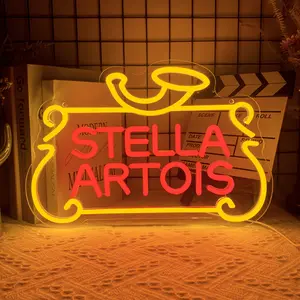 Stella Sign Beer  Wall Decor Beer Neon Signs Bar Led Sign Neon Sign for Man Cave Light Up Sign for Bedroom Home Bar Shop Pub Party Hotel Game Room Decorative Neon Light
