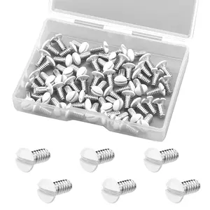 60Pcs Sliver 3/8 Inch Long 6-32 Thread White Wall Plate Screws Replacement for Outlet Switch Cover Electrical Wall Plates and Accessories