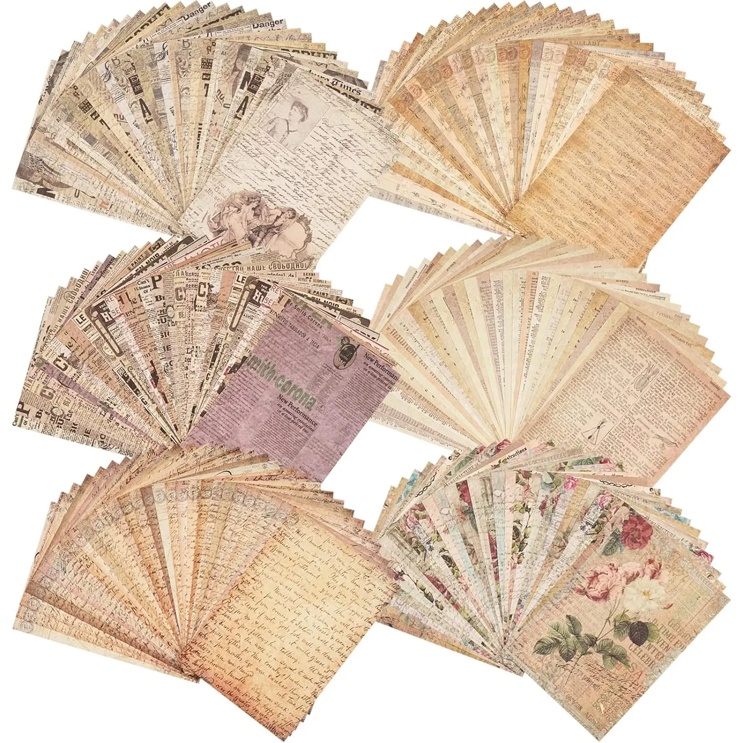 180-Piece Assorted Vintage Letter Craft Paper Stickers (6.8×4.7 in, Tear-Easy by Hand) - Handwriting-Friendly, Printer-Friendly Journaling Scrapbook Ephemera for Home Improvement, Wallpaper & Wall Trim Decor