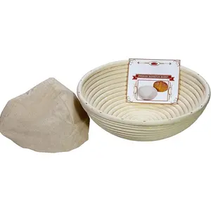 Premium Round Bread Banneton Basket with Liner - Perfect Brotform Proofing Basket for Making Beautiful Bread (9 inch)