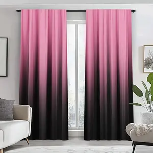 2-Piece set, abstract pink gradual change striped curtains, minimalist design, translucent rod pocket design, suitable for bedroom office kitchen aesthetic home decoration, room decoration, Window Curtain