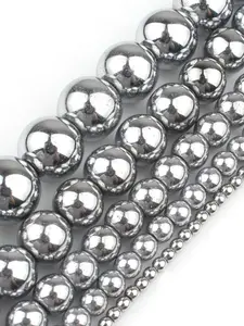 4/6/8/10/12mm Natural Stone Silvery Color Hematite Round Beads Fashionable Loose Spacer Beads for Jewelry Making DIY Unique Bracelet Necklace High Quality Jewelry Accessories for Men and Women Gifts, DIY Beading Accessories