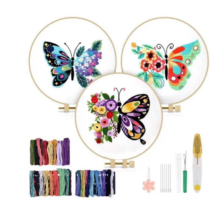 4.6 4.6 out of 5 stars (606) TINDTOP 3 Sets Embroidery Stitch Practice kit, Butterfly Flower Embroidery Kit for Beginners Include Cloth Hoops Threads for Craft Lover Hand Stitch with Embroidery Skill